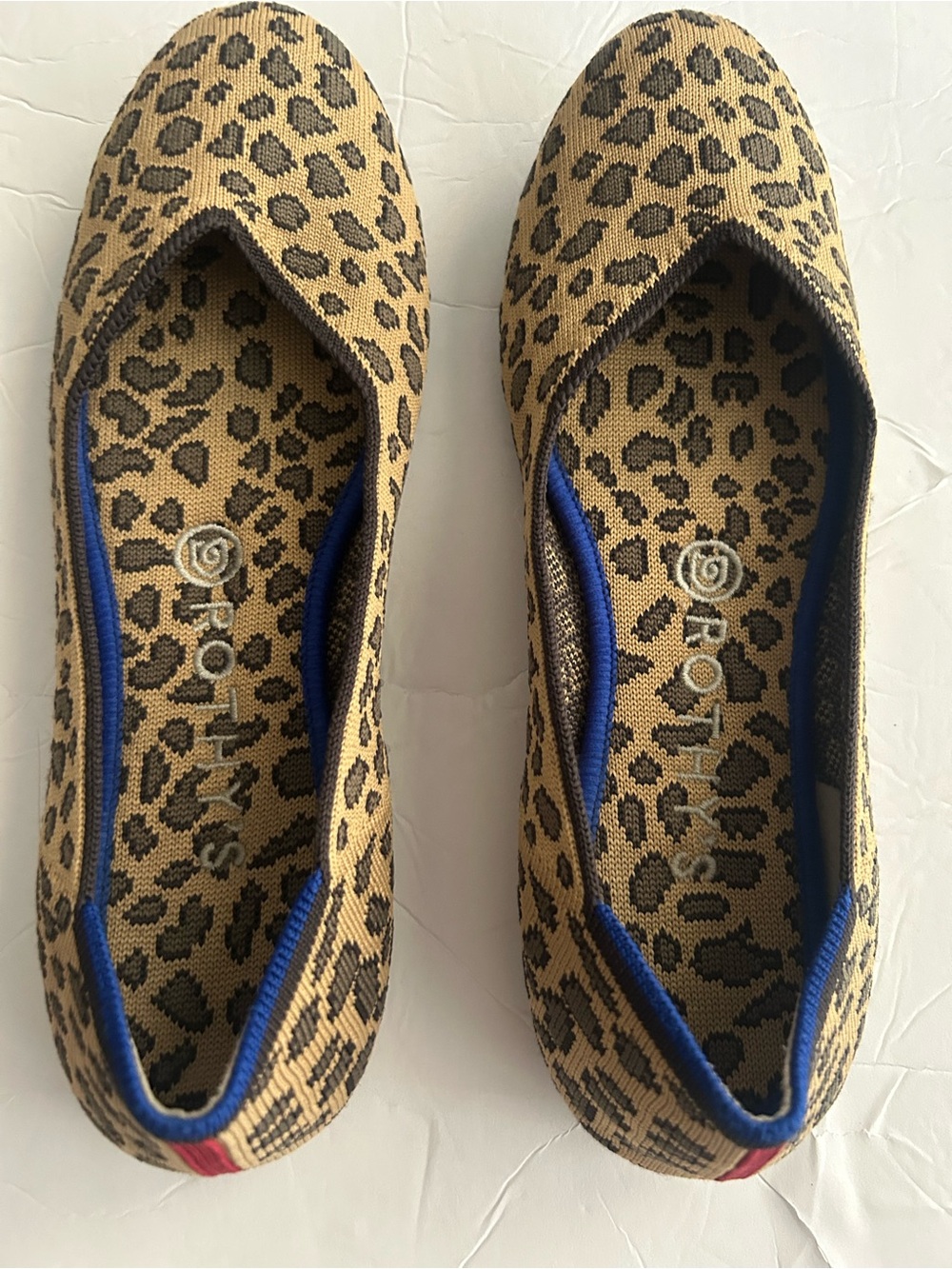 ROTHY'S THE FLAT CLASSIC CHEETAH PRINT KNIT BALLET FLATS SHOES WOMEN'S 8